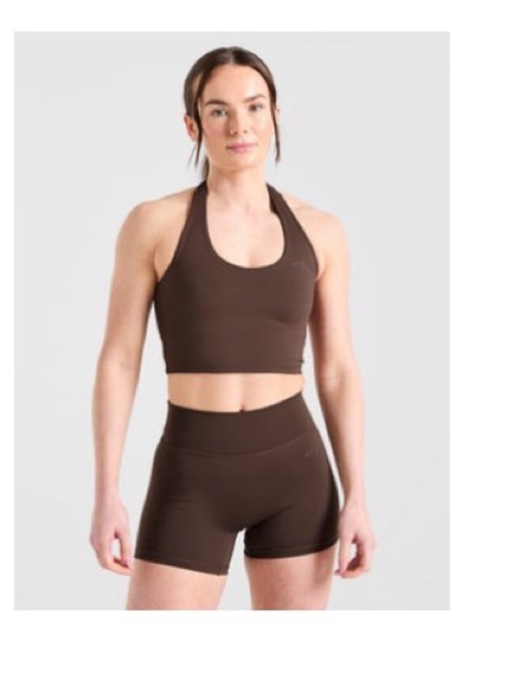 AYBL Staple Halterneck Crop Top Brown
